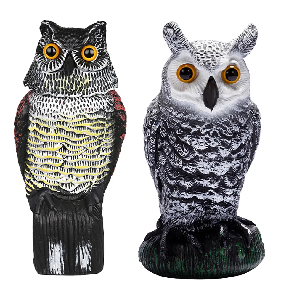 

Realistic Owl Sculpture Bird Scarer Owl Prowler Decoy Protection Repellent Pest Control Scarecrow Garden Yard Decoration