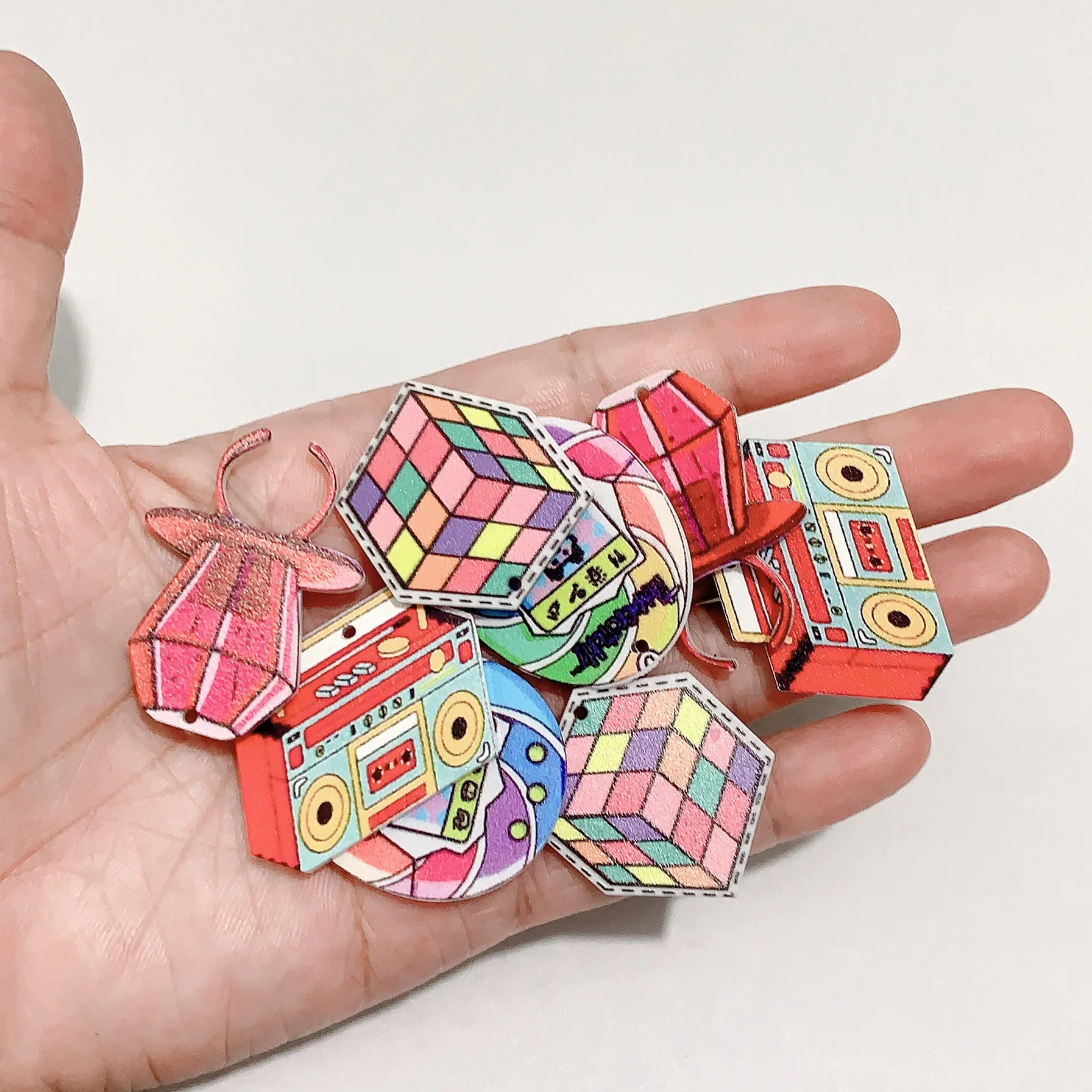 1 шт. акриловые подвески 80-х 90-х годов эпоксидное кольцо рекордер игровая консоль