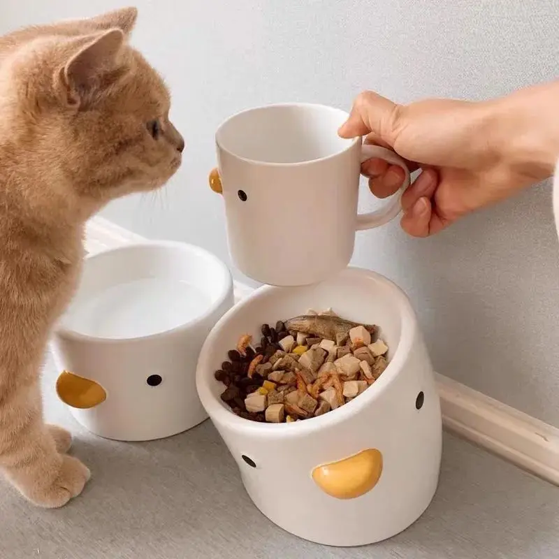 

Pet bowl cat and dog food bowl neck guard cat and dog bowl slow food bowl ceramic drinking bowl cat and dog food bowl