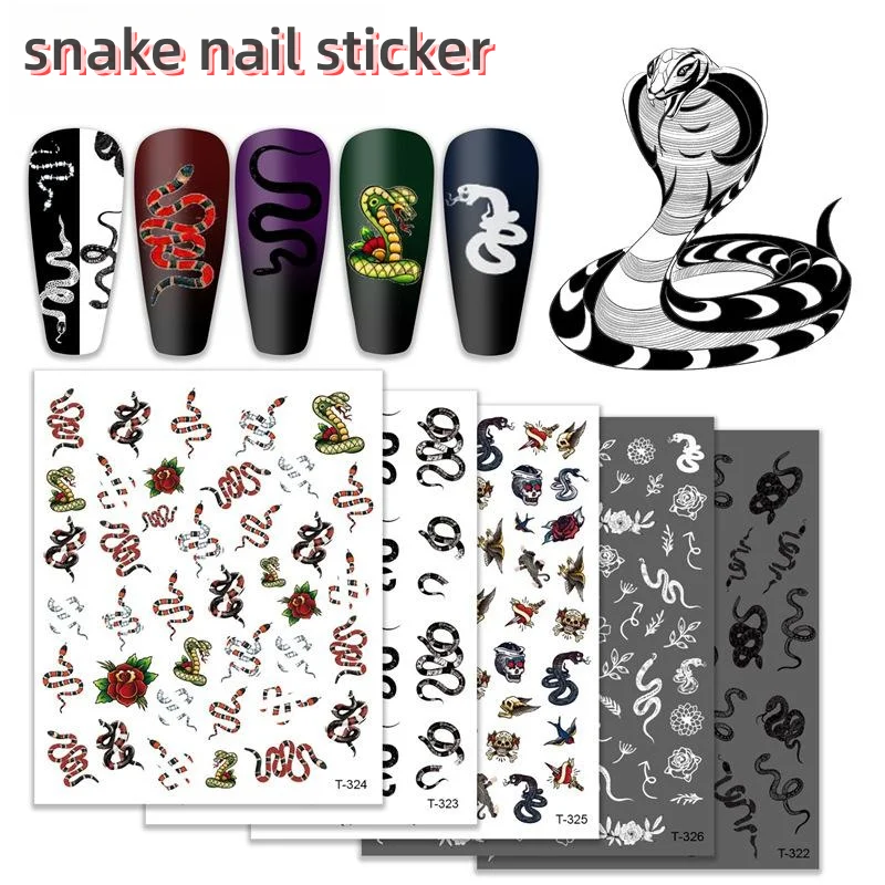 

Snake Element Manicure Sticker Dark Python Pattern Manicure Sticker Waterproof Self-adhesive Sticker Nail Art Decoration