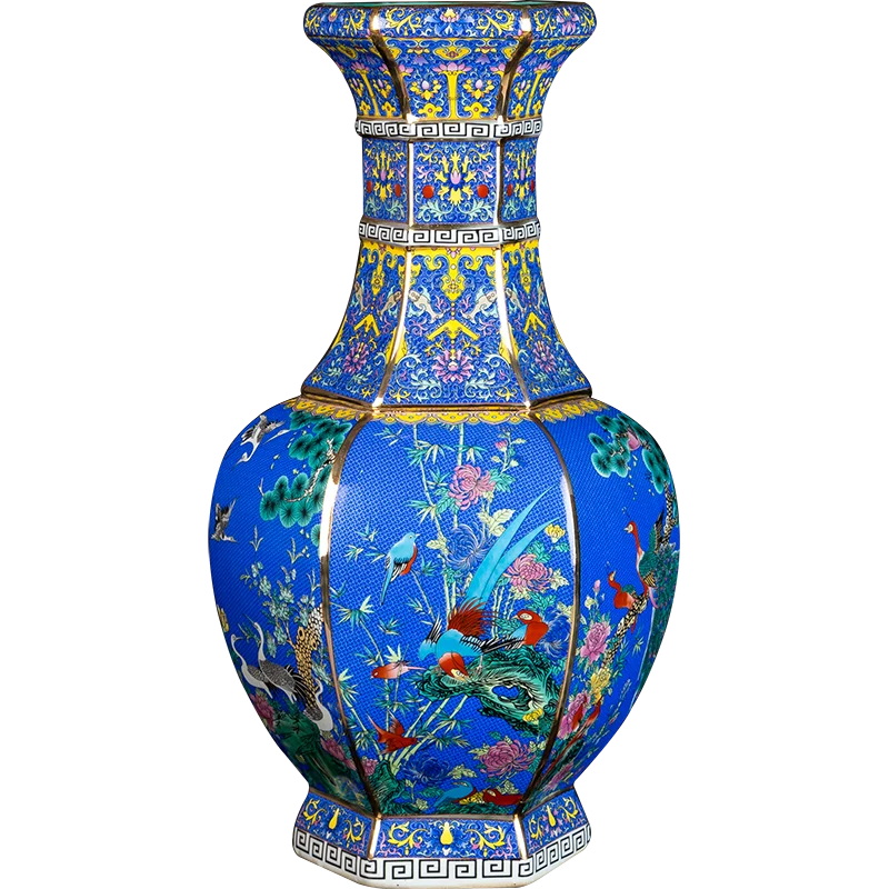 

Enamel large size floor vase Jingdezhen new Chinese classical home decoration in living room antique ceramic ornament
