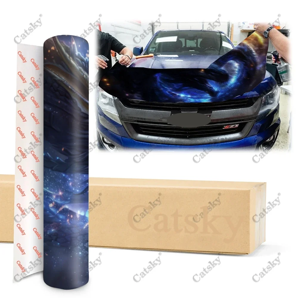 Виниловая пленка с рисунком дракона летающего в космосе