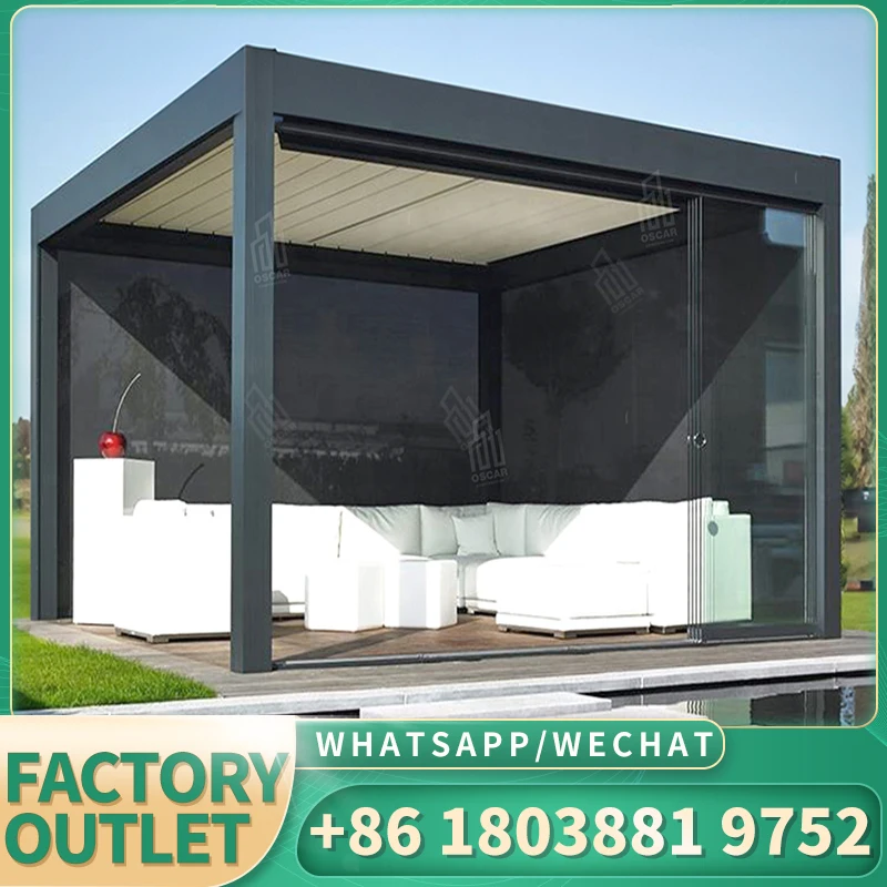 3x3 4x4 3x4 5x4 патио беседка Motorisierte автоматические электрические алюминиевые перголи