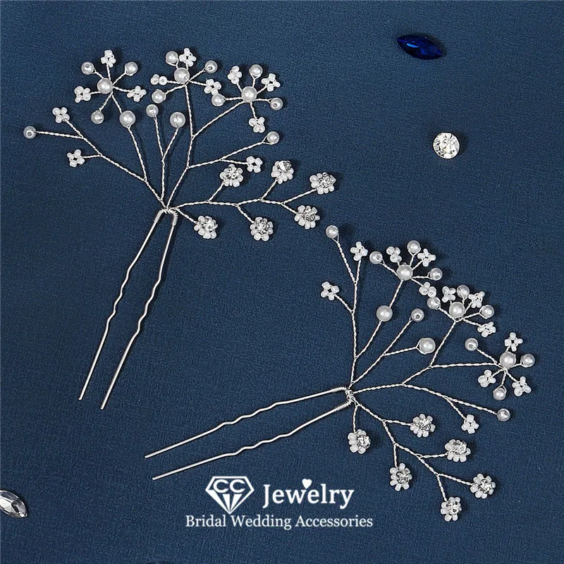 

Женские шпильки для волос в форме листа CC, свадебные аксессуары, свадебные украшения для волос, ювелирные изделия для свадьбы, вилки с крист...