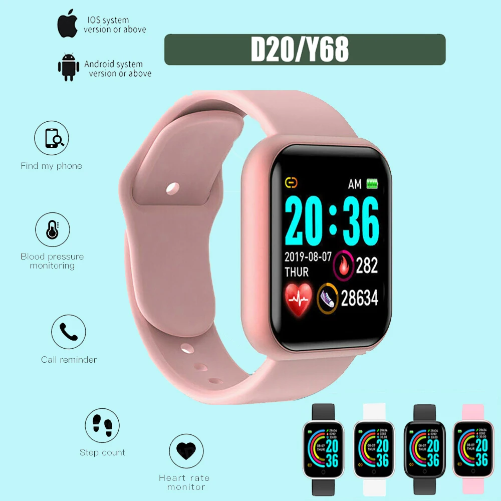 

Lenovo D20 Pro Smart Watch Y68 Bluetooth Sport Heart Rate Sleep Connected Wristwatches For IOS Android Relogio Inteligente