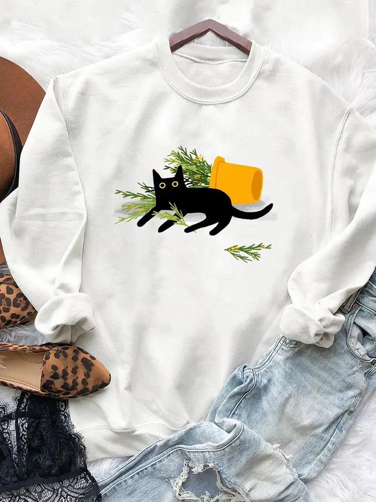 

Женский свитшот с принтом в виде кошки, в стиле 90-х