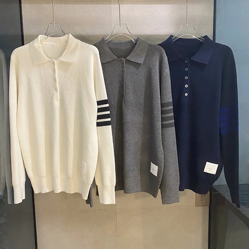 

Korean Version of TB College Style In Autumn and Winter 2023 Is Relaxed and Lazy. Long-sleeved Shirt Polo Lapel Sweater.