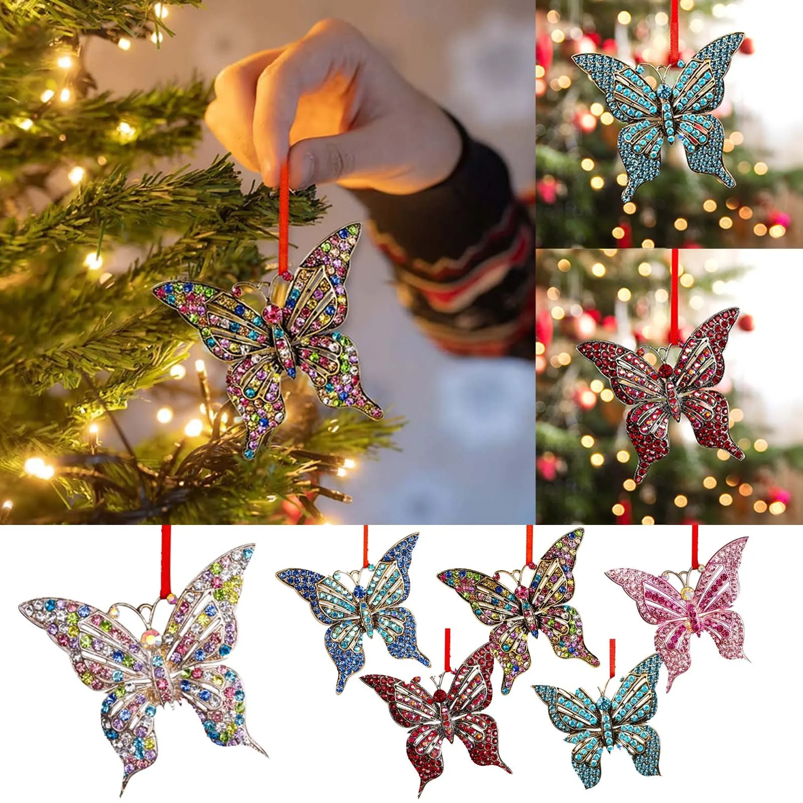 

Рождество 2024, креативные акриловые подвесные украшения в виде бабочки, украшение для рождественской елки, поделки для домашнего декора, новый год, детские подарки
