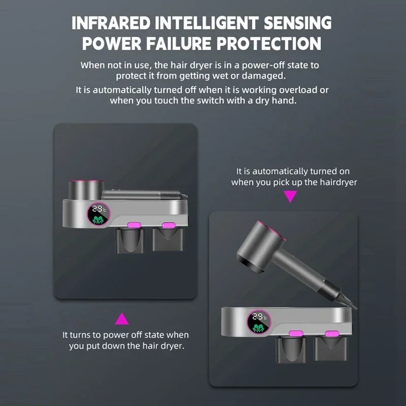 Держатель для фена Dyson с функцией сушки без перфорации стеллаж хранения