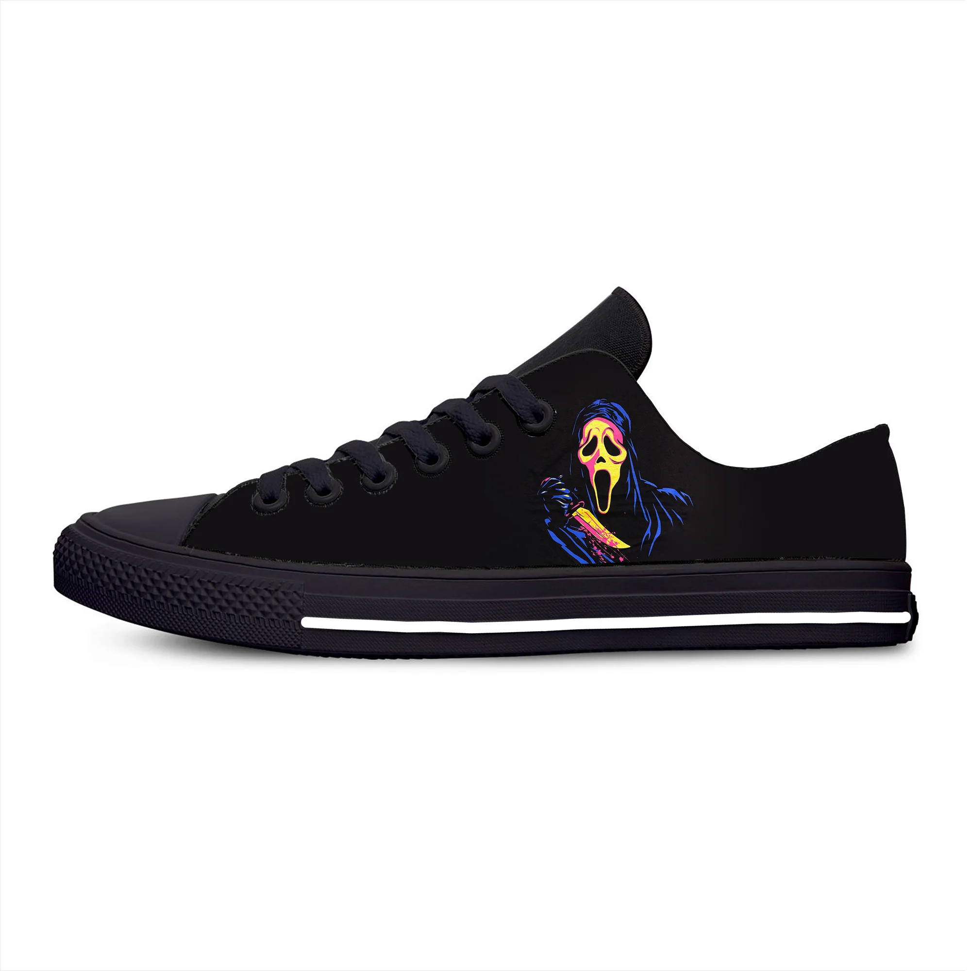 

Ghost Face Horror Scary Halloween Anime Cartoon Casual Cloth Shoes Low Top Lightweight Breathable 3D Print Men Women Sneakers