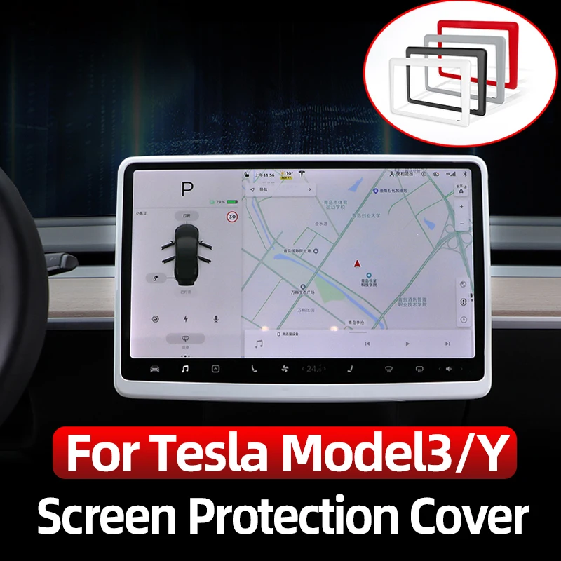 

For Tesla 2021-2022 Model 3 Model Y Car Screen Protection Cover Central Control ABS Decorative Sticker Interior Accessories