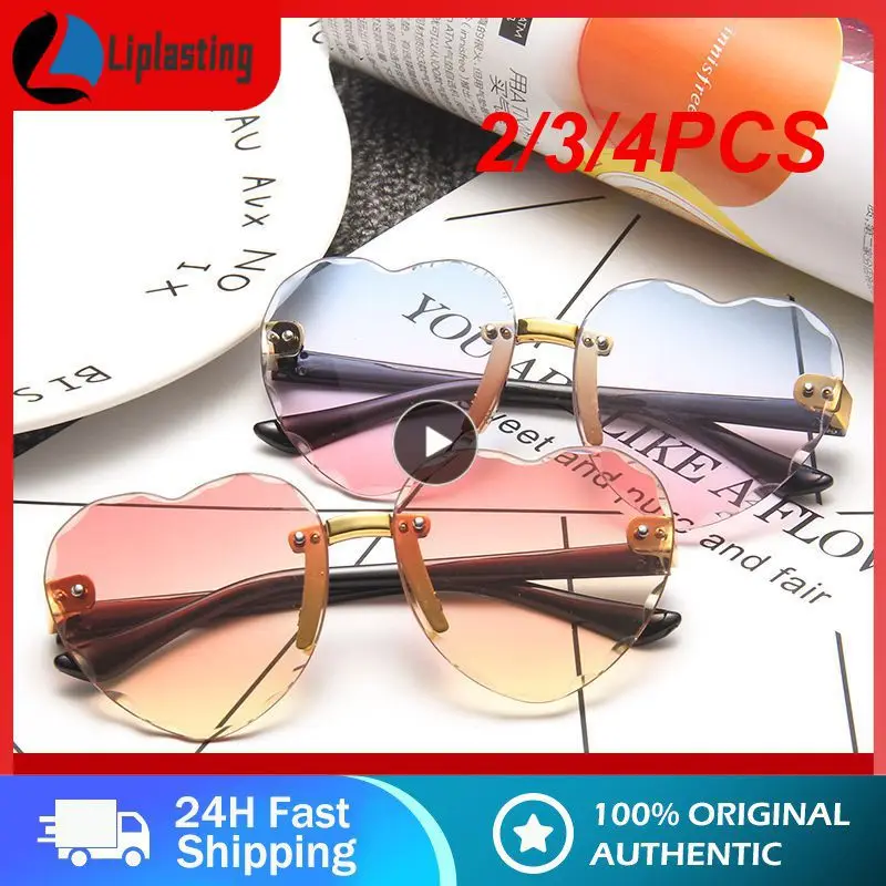 

2/3/4PCS Fashion Heart Kids Sunglasses Retro Rimless Glasses Brand Designer Sun Glasses Girls Boys Baby Sunglasses UV400 Eyewear