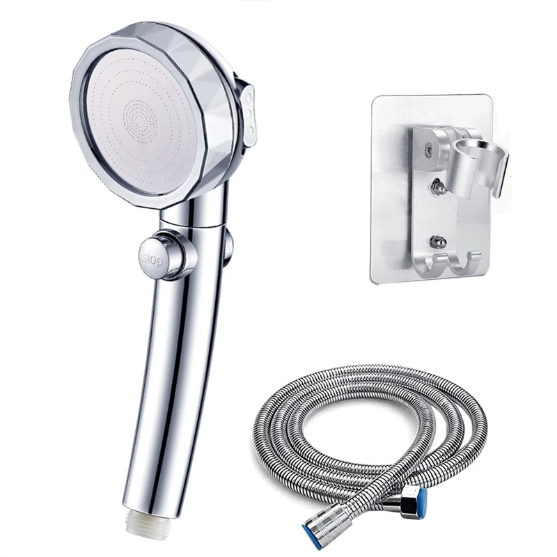 

High Pressure Shower Head With Pause Function,3 Spray Settings Handheld Shower Head With 4.9Ft Stainsteel Hose, Bracket