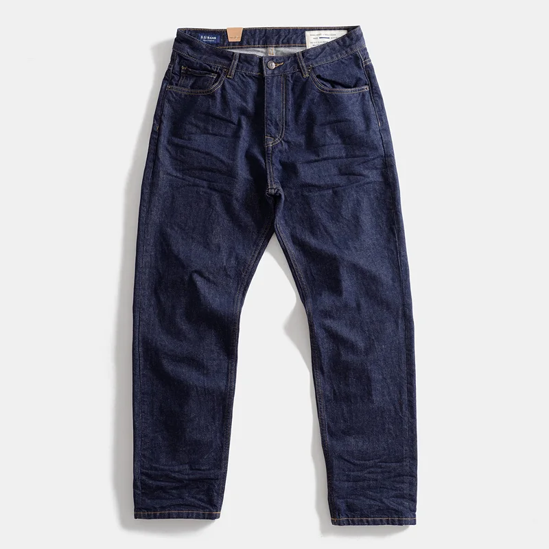 Мужские прямые темно-синие джинсы