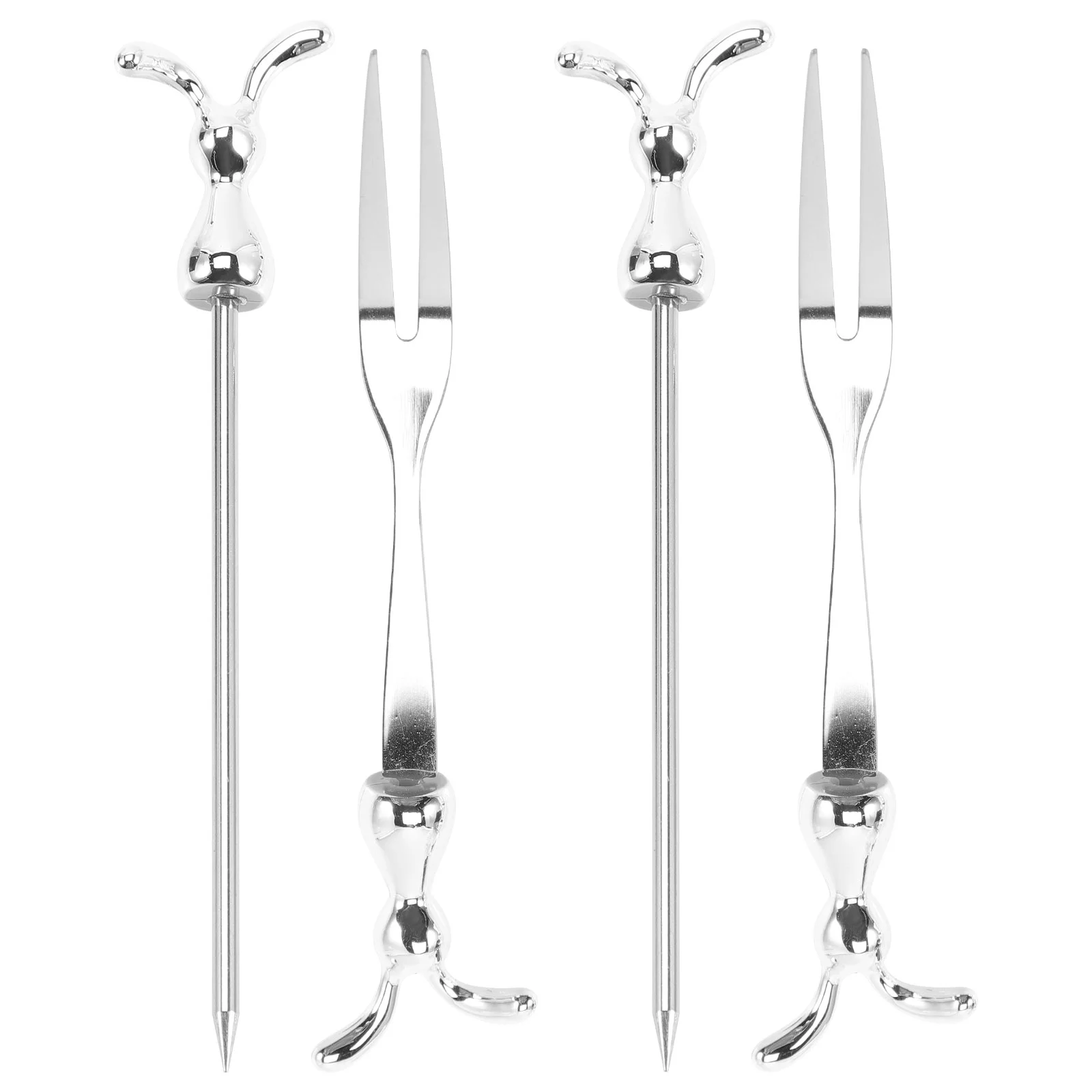 

Fork Set Forks Spoon Stainless Steel Dessert Spoons Picks Cake Cocktail Skewer Salad Fruit Mini Toothpicks Cheese Tableware Cute