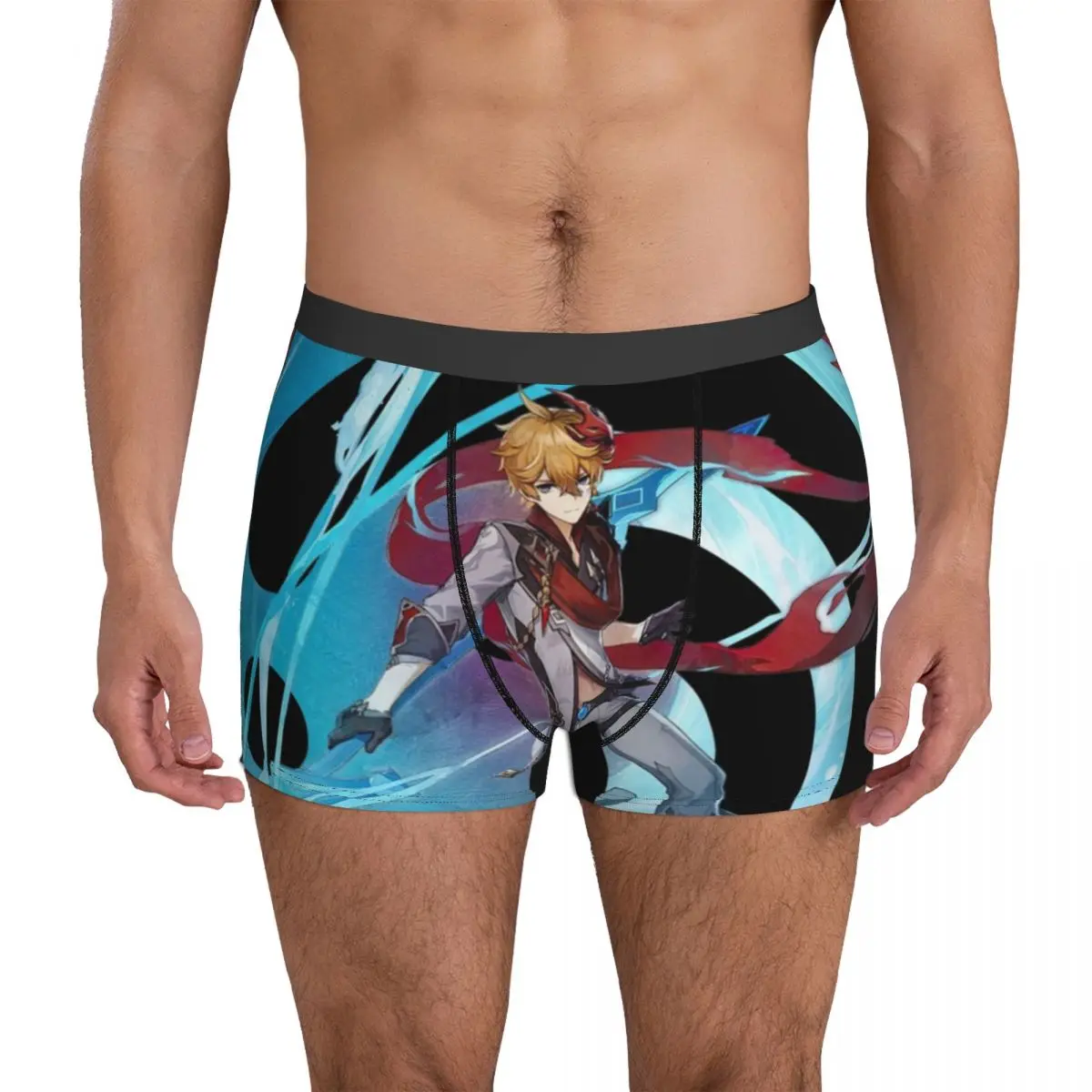 Watercolor Tartaglia Genshin Impact Underwear Game Men Panties Printing Breathable Boxer Shorts Hot Shorts Briefs Plus Size
