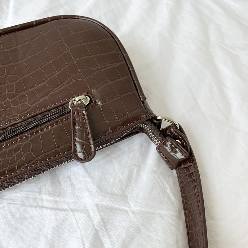 Vintage Crocodile Pattern Women Purse Handbags Fashion Design Ladies Small Shoulder Bag PU Leather Female Underarm Bags