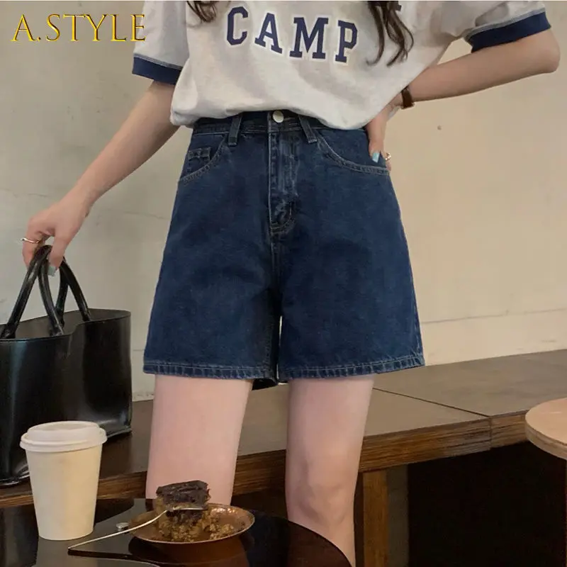 A GIRLS Shorts Women Casual All-match Denim Distressed Retro Young Harajuku New Chic Washed Students Daily Stylish Femme