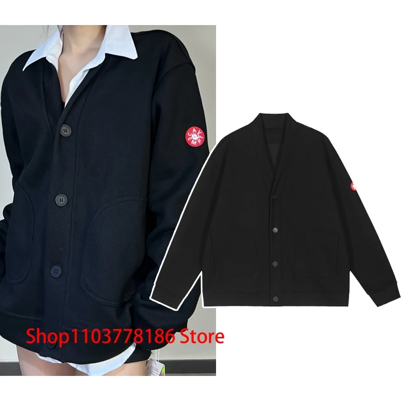 Японский тренд новый трикотаж CAVEMPT черный свитер с v-образным вырезом для мужчин и