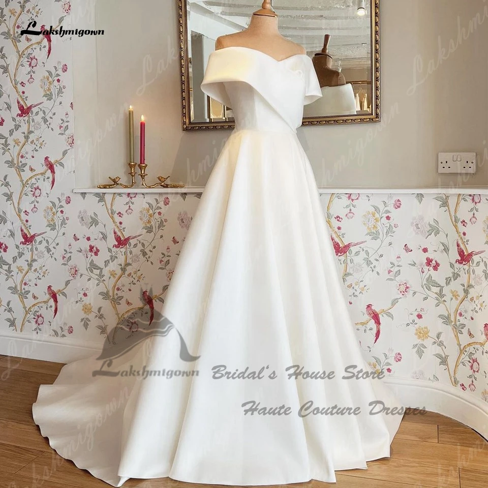 

Lakshmigown размера плюс женские свадебные платья с открытыми плечами 2023 Vestidos Novias элегантные свадебные атласные платья Новинка In