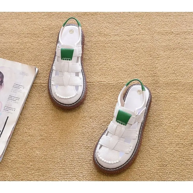 

Новинка 2022, летние сандалии на плоской подошве в европейском и американском стиле, обувь в римском стиле, женская обувь