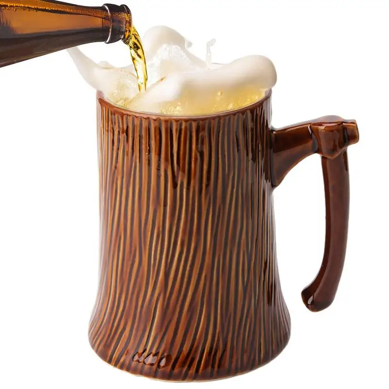 

Tree Stump Cup Wooden Barrel Beer Cup Portable Coffee Drinking Cup With Handle Bar Party Drinkware Tool Kitchen Accessory