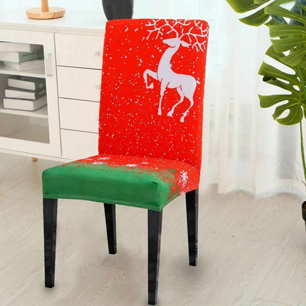 

Creative Stretch Chair Cover Spandex Elastic Printed Dining Chair Slipcover Protector Christmas Decorations for Home