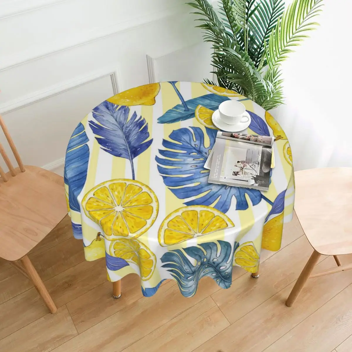 

Table Cloth Summer Tropical Lemon Leaves Tablecloth Bedroom Dormitory Dressing Table Mat Round Tablecloth Desk Decor