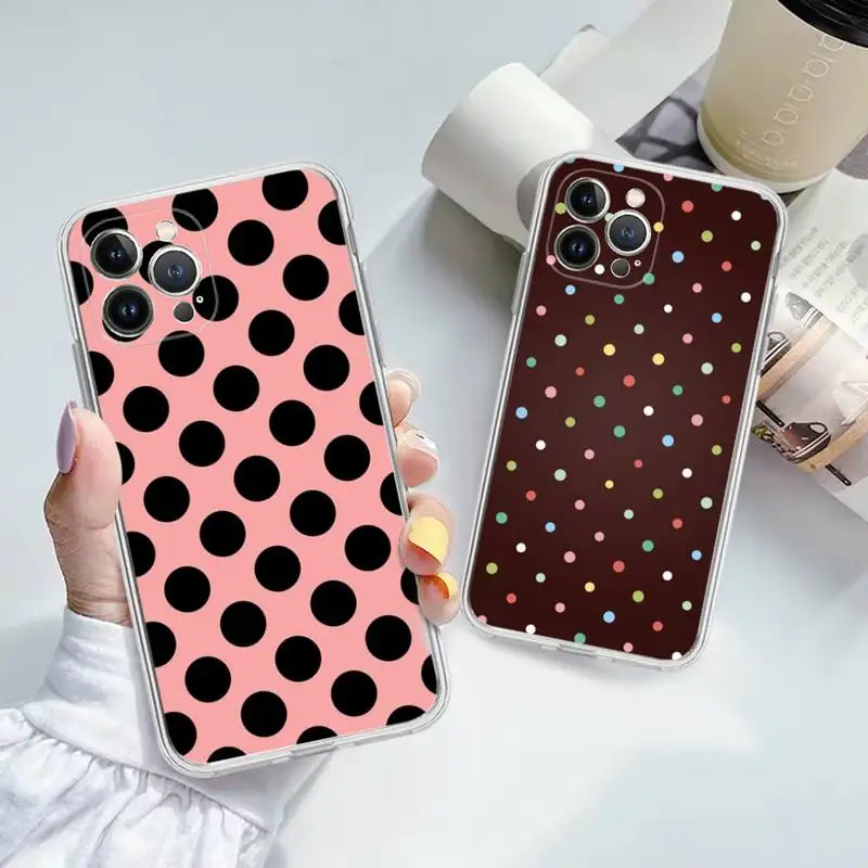 

Color Polka Dot Phone Case For iPhone 11 12 13 14 Mini Pro Max XR X XS TPU Clear Case For 8 7 6 Plus SE 2020