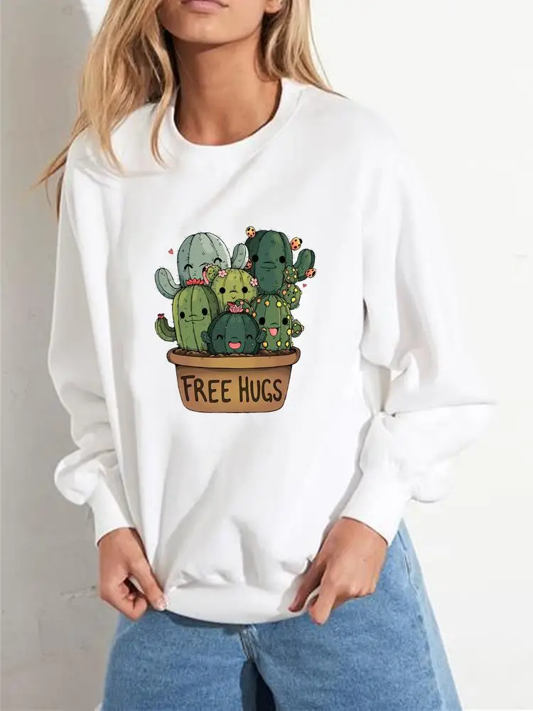 

Cactus Plant Cartoon Trend Fashion Women Casual Graphic Sweatshirts Clothing Clothes Autumn Spring Print Wear Pullovers