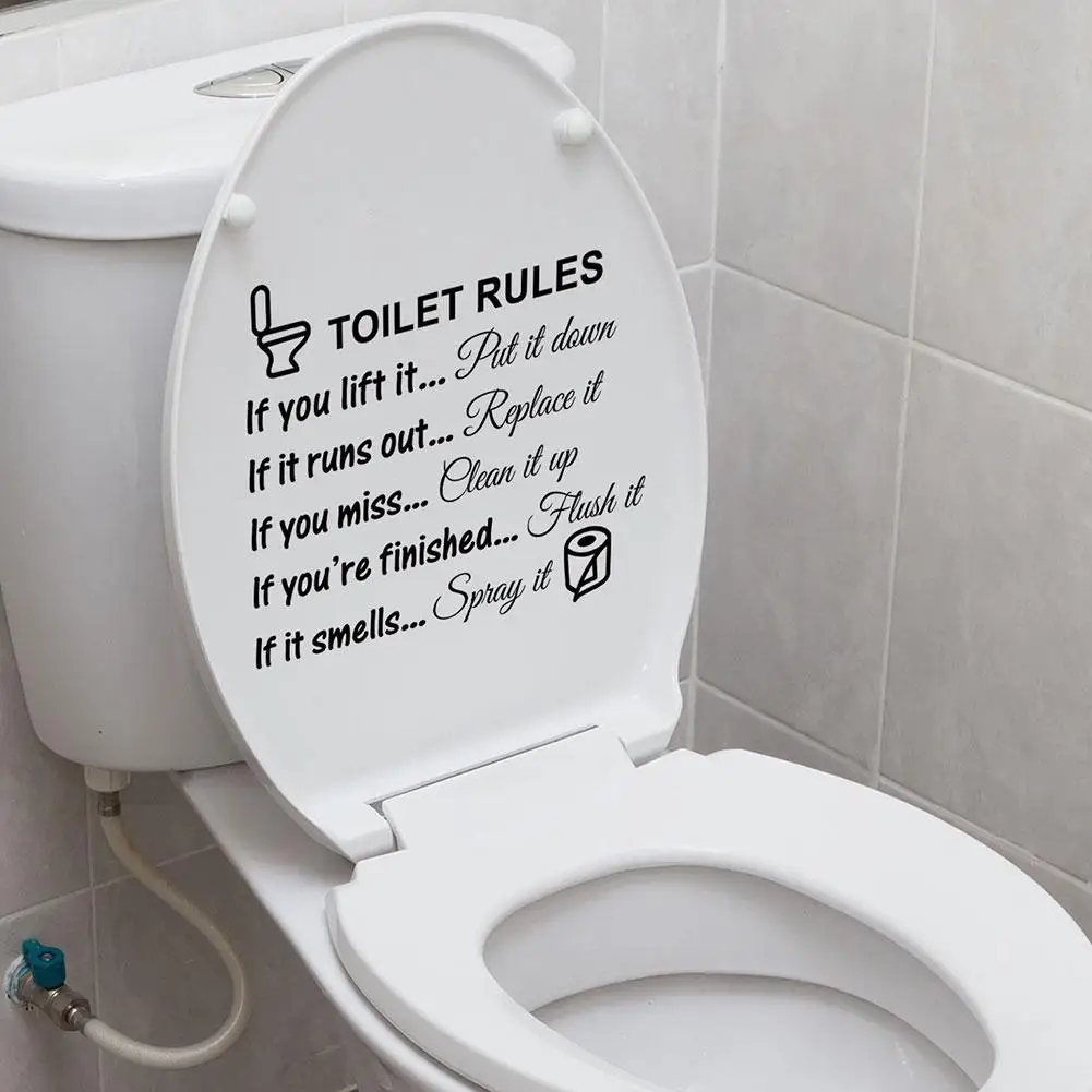 

Creative Reminder Writing Toilet Stickers DIY Wc Washroom PVC Waterproof Posters Decals Models Wall Stickers Art Home Decoration