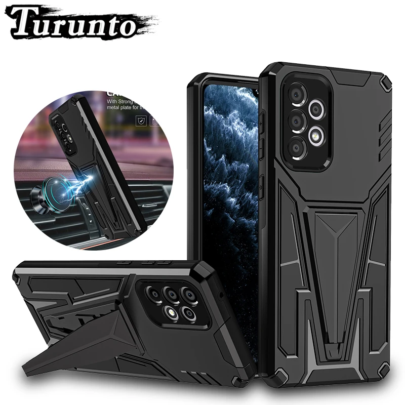 

Shockproof Phone Case For Samsung Galaxy A82 A73 A72 A71Magnetic Car Bracket Protective Cover For Galaxy A53 A52 A51 A50S A33