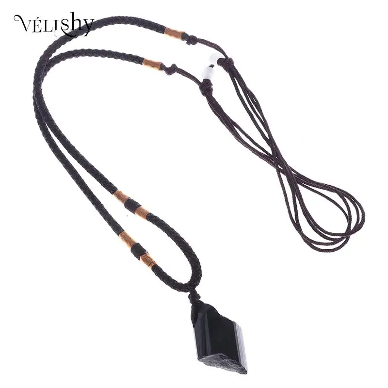 Ожерелье из натурального черного турмалина подвеска оригинальный образец руды