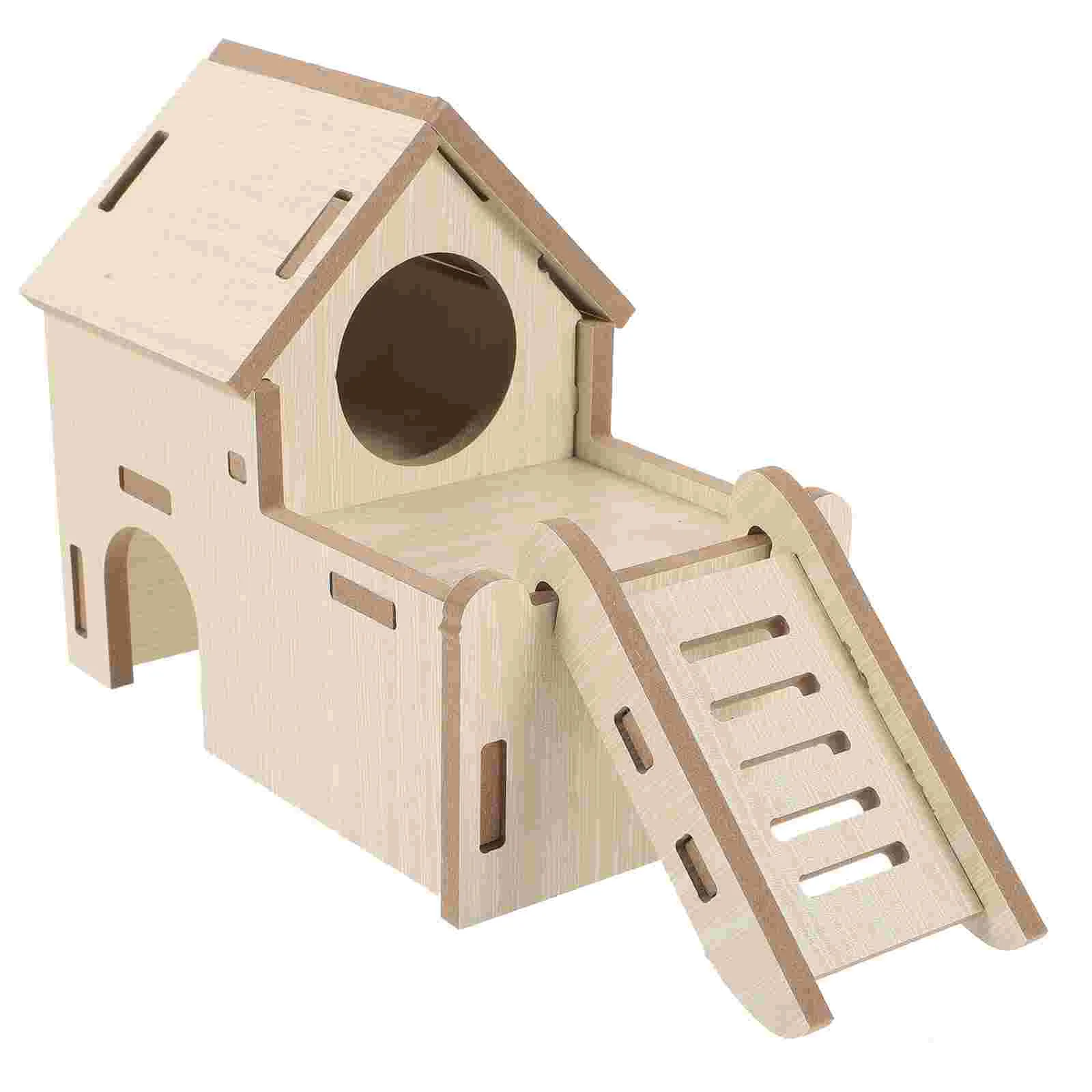 

Guinea Toy Hamster Cage Pets Training Ladder Nest Wooden Climbing Hideout Small