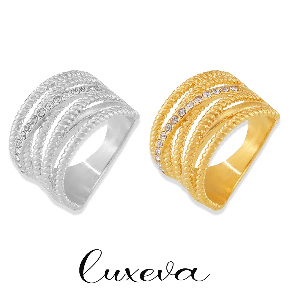 Женское кольцо из нержавеющей стали обручальное с разными линиями покрытое