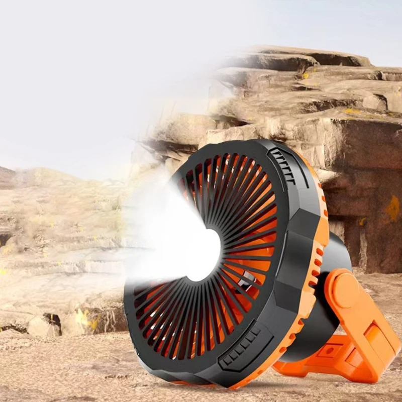 

Camping LED Fan with Light 4000mAh Rechargeable Outdoor Tent Fan 4 Speed