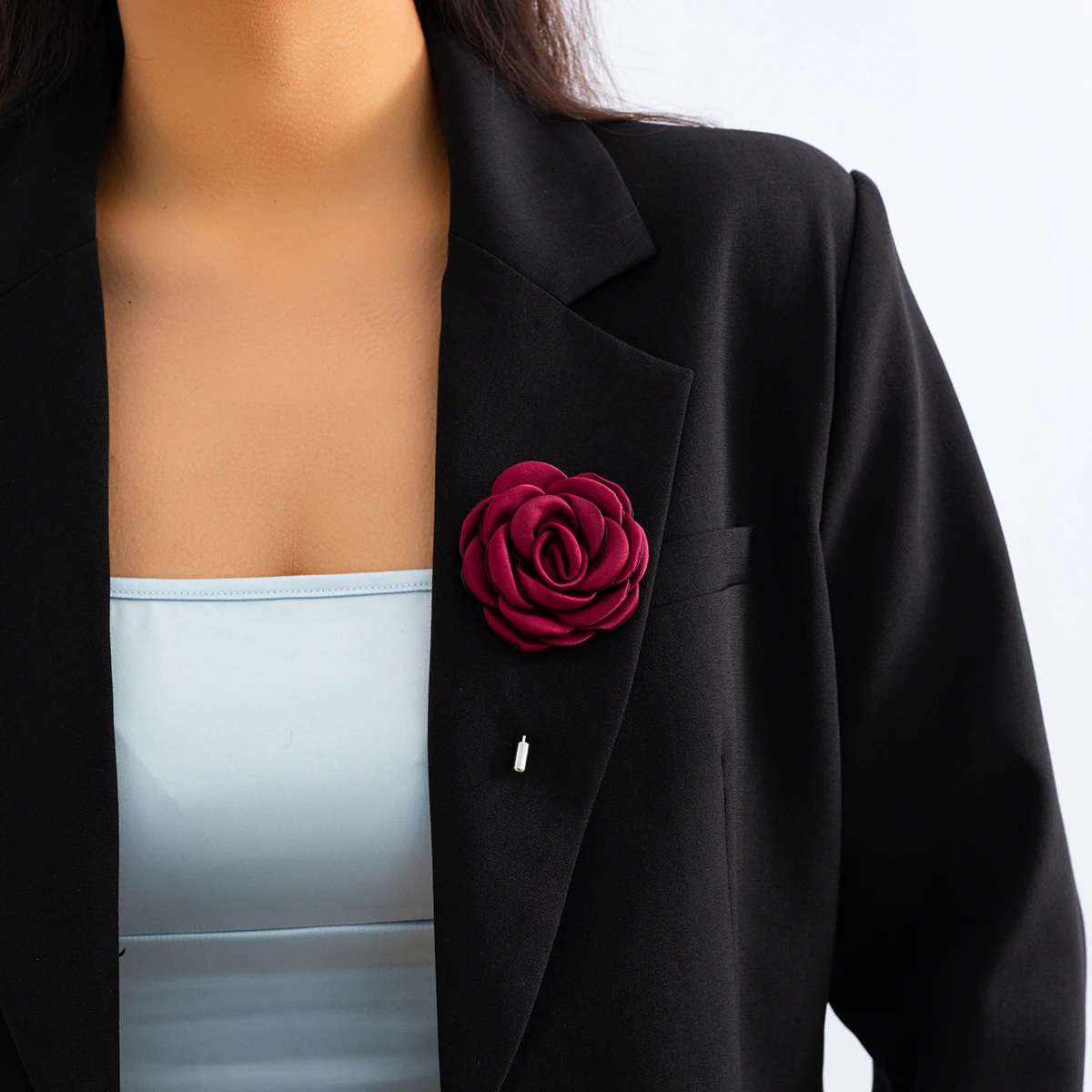 

IngeSight.Z Bridal Wedding Satin Rose Flower Brooch For Women Men Silk Buttonhole Groomsmen Party Prom Suit Accessories Brooches