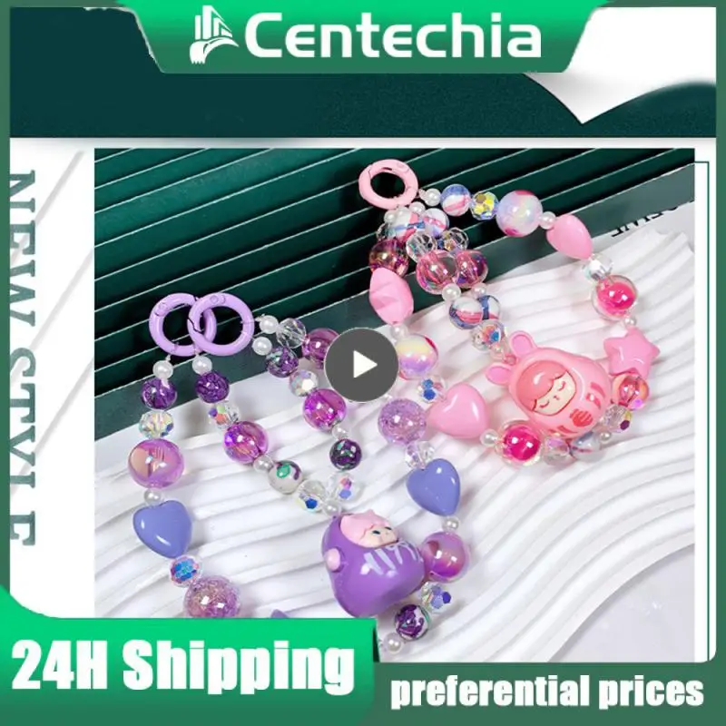 

Cartoon Chain Durable Crystal Backpack Pendant Wear-resistant Sturdy Hand-painted Beads Backpack Ornament Mobile Phone Chain