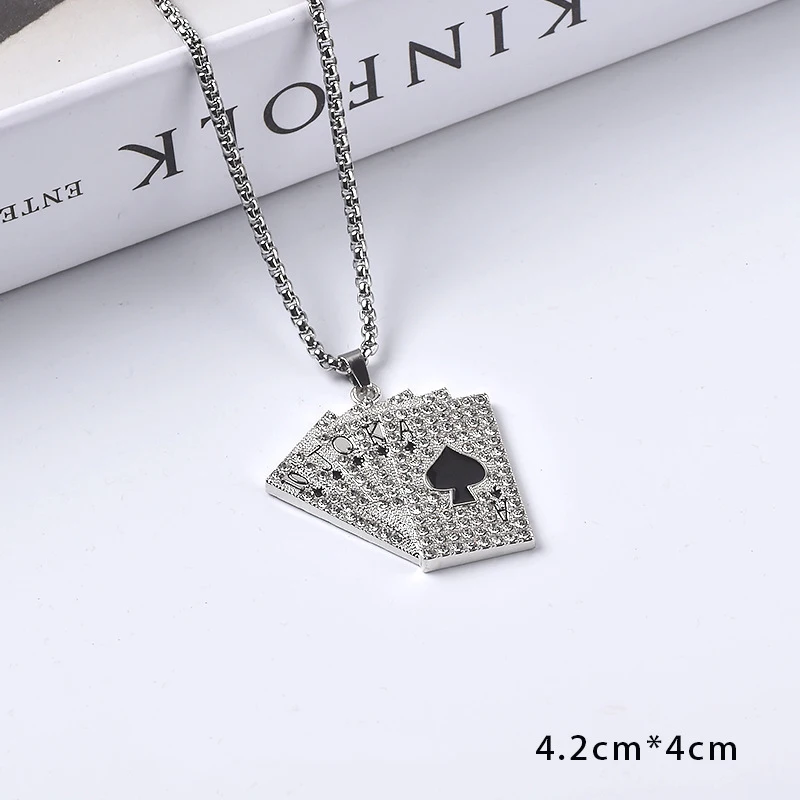 

Ожерелье с подвеской в виде бара-покера из нержавеющей стали, Мужская цепь в коробке, панк-рэпер, стиль хип-хоп, колье с кулоном с фигуркой кр...