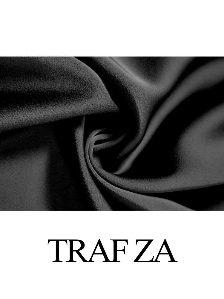 TRAFZA 2023 Women's Summer Tank Tops Shirred Draped Crop Cami Top Chain Strap Satin Sleeveless Solid Cami Crop Tank Top images - 6