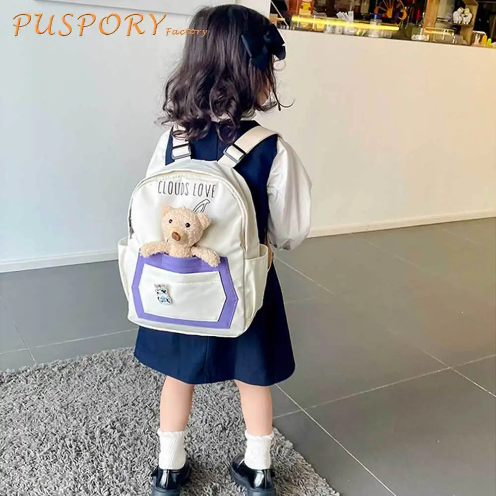 

Детский холщовый рюкзак с милым мультяшным медведем, водонепроницаемый дышащий легкий вместительный Детский рюкзак для хранения, новая го...