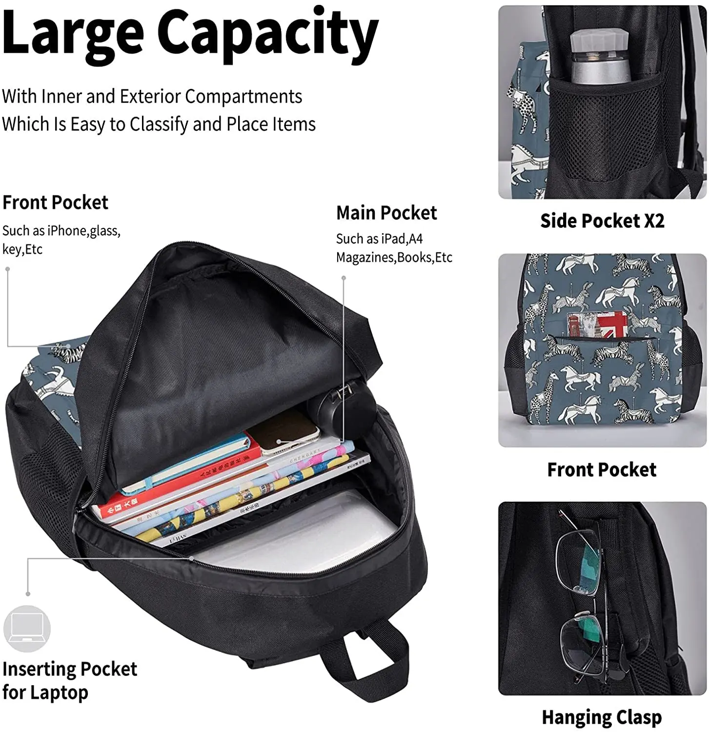 Grey Backpack Set 3-Piece Teen Boys Girls Backpack Messenger Lunch Bag Pencil Case Set