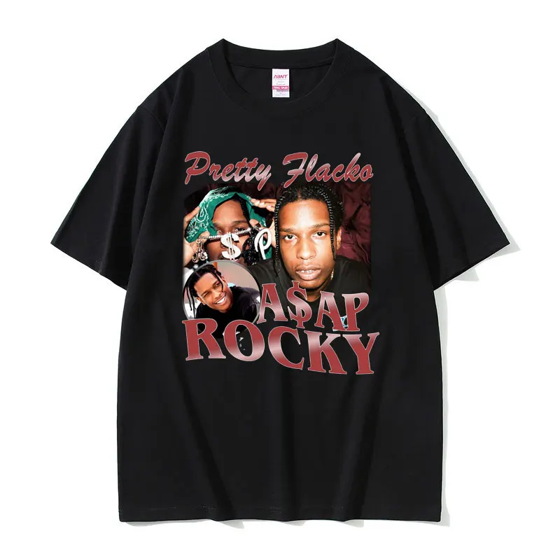 Limited Rapper ASAP Rocky Hip Hop Oversized Graphic T-shirts Men Women Fashion Casual Tshirt Regular Men's Pure Cotton T Shirt