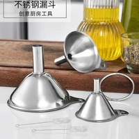 stainless steel funnel set kitchen oil liquid funnel metal funnel with cleaning brush for canning kitchen tools
