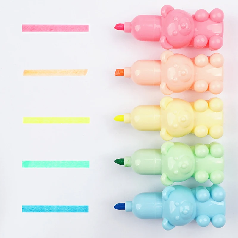 

Kawaii 5colour Cartoon Fluorescent Pen Highlighter Set Manga Graffiti Markers Stationery Student School Supplies