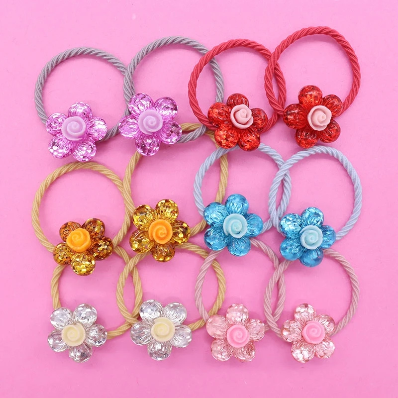 

2Pcs/Set Fashion Flower Hair Accessories Children's Elastic Bands For Girl Headband Scrunchies Baby Hair Rubber Bands Ornaments