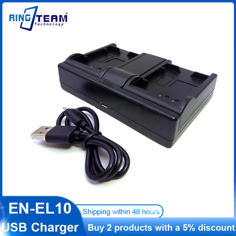 Зарядное устройство ENEL10 с двумя USB-портами для цифровых камер Nikon Coolpix S80 S510 S520 S570 S60 S600 S700 S3000 S4000 S5100