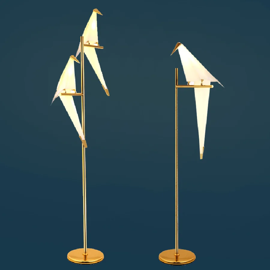 

Decorative art bird paper floor lamp bedroom floor lamp living room study origami lamp rack bedside reading desk gold floor lamp