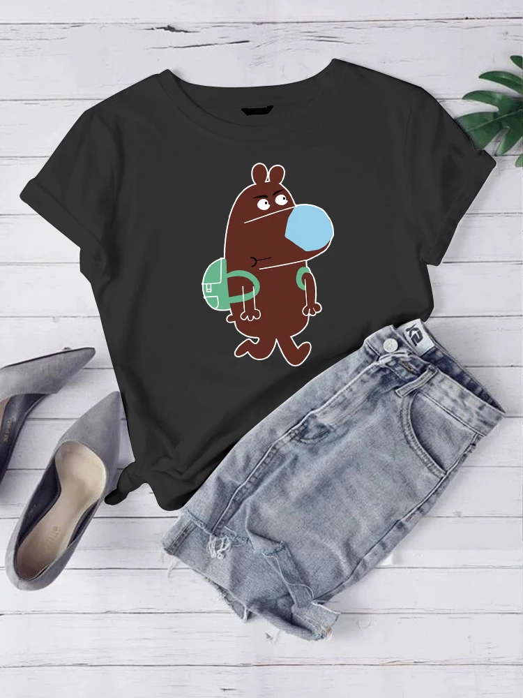 

Футболка женская с коротким рукавом, модный топ с графическим принтом, повседневная мультяшная одежда, на лето