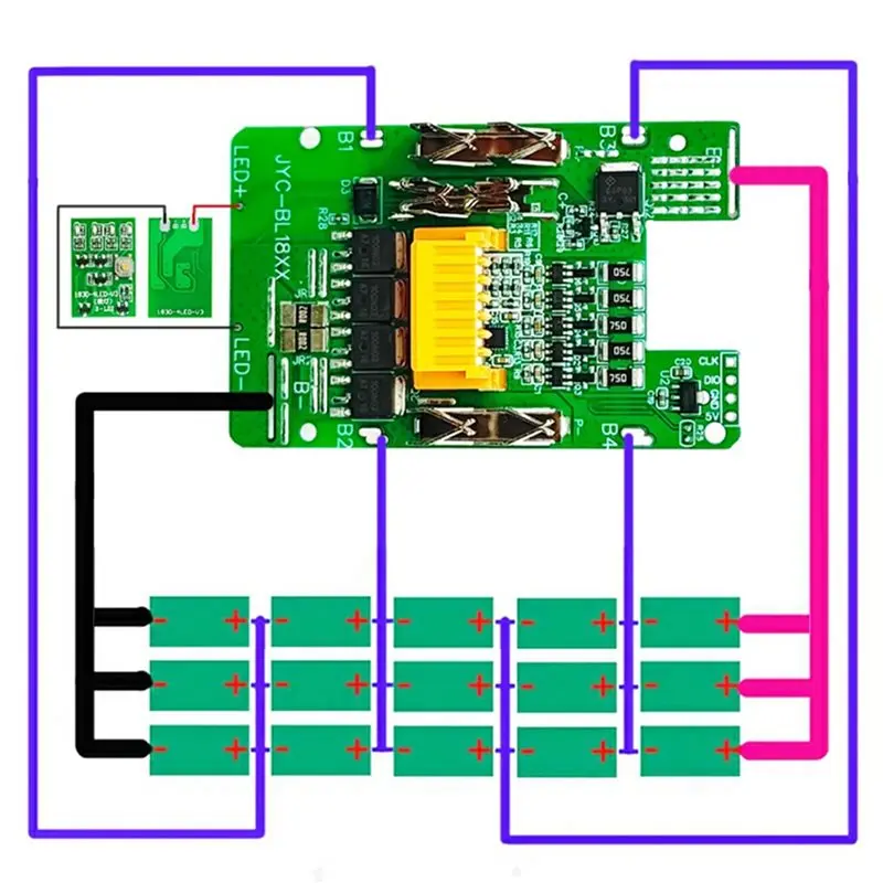 Фото Корпус литиевой батареи ABWZ-2X BL1890B с платой BMS PCB для балансировки заряда и защиты, для 18В BL1860 9.0Ач №4